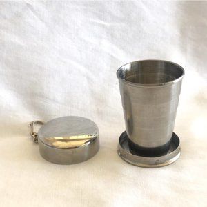 Collapsible Shot Glass Keychain Camping Travel Folding Metal Cup